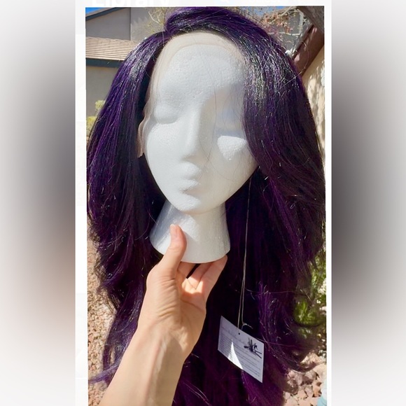 Black & Purple Lace Front Synthetic Wig - Picture 3 of 14
